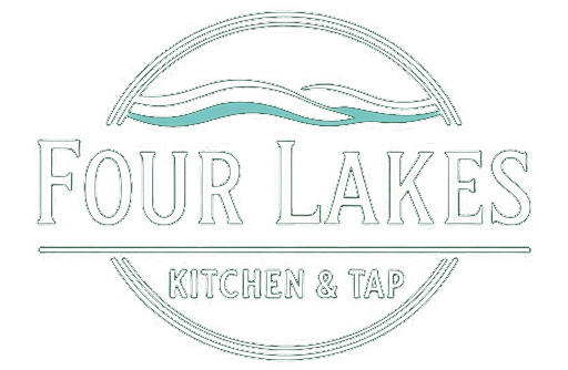 Logo for Sour Lake Kitchen & Tap with a mountain design.